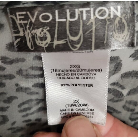 JMS Evolution Women's Top animal print Sheer  Chain Neck Banded Hem Plus Size 2X - Picture 3 of 5